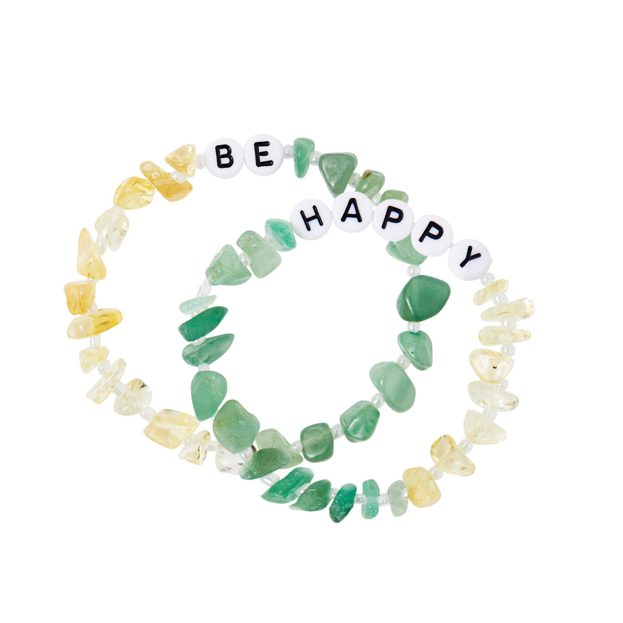 BE HAPPY Crystal Healing Bracelet Duo
