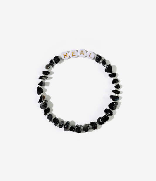 HEAL GOLD Black Onyx Crystal Healing Bracelet