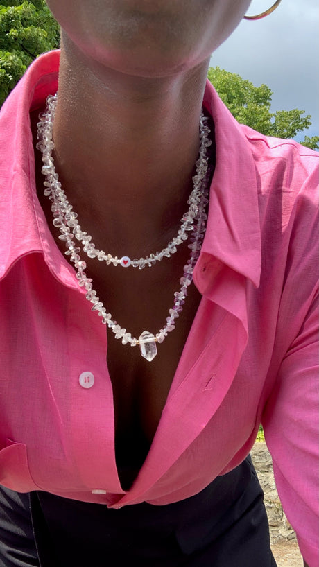 POINT Ametrine & Clear Quartz Crystal Healing Necklace