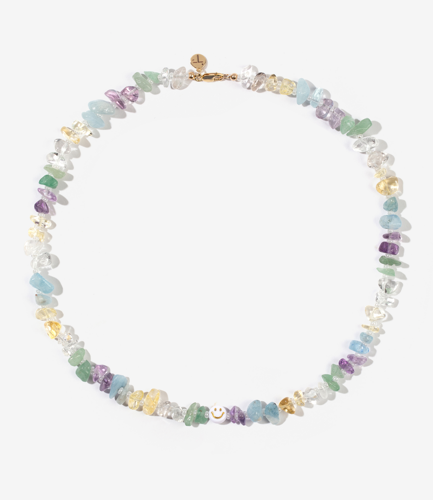 MULTI BRIGHT HAPPY FACE Crystal Healing Necklace