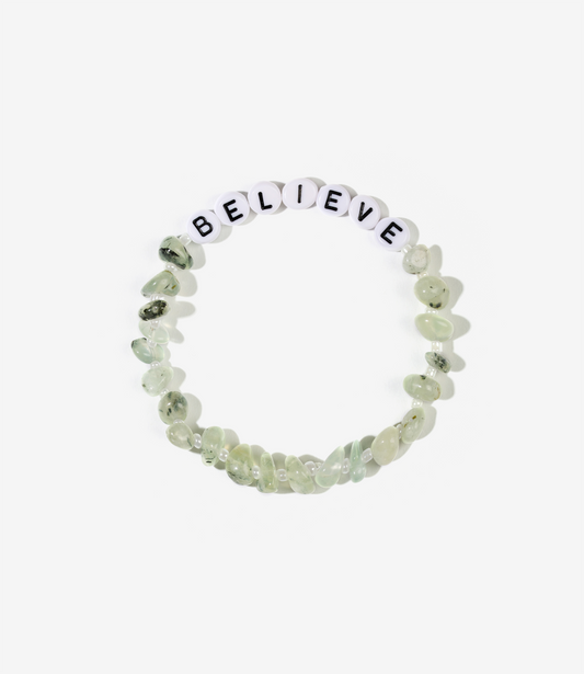 BELIEVE Prehnite Crystal Healing Bracelet
