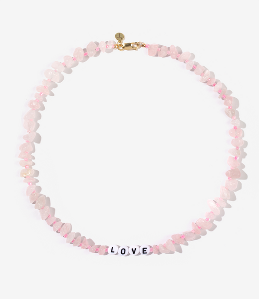 LOVE Rose Quartz Crystal Healing Necklace