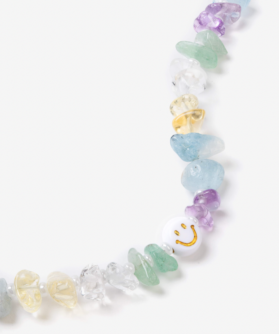 MULTI BRIGHT HAPPY FACE Crystal Healing Necklace