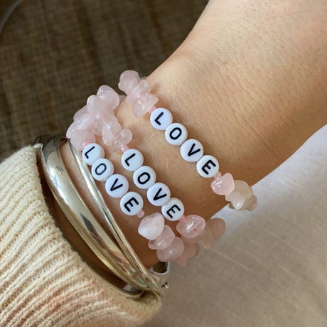 LOVE Rose Quartz Crystal Healing Bracelet