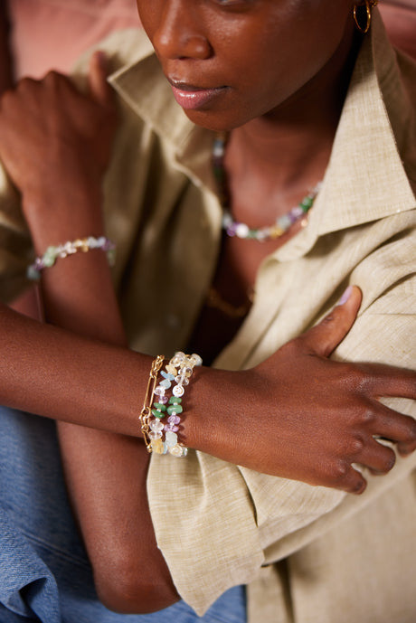 MULTI BRIGHT HAPPY FACE Crystal Healing Bracelet