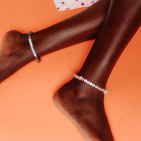LOVE MULTI Rose Quartz Crystal Healing Anklet