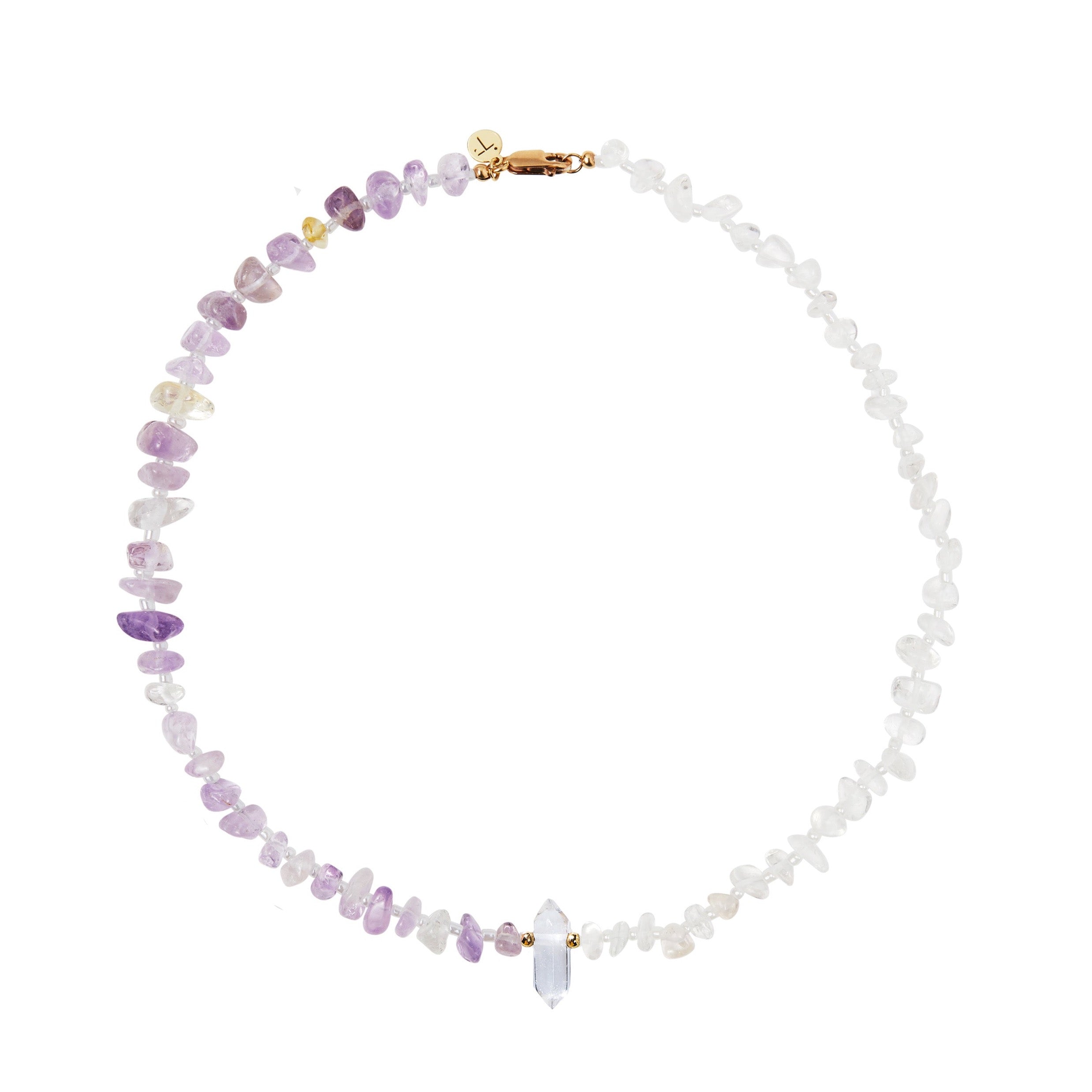POINT Ametrine & Clear Quartz Crystal Healing Necklace